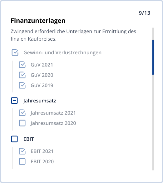 Nachfolgeprozess Finanzunterlagen
